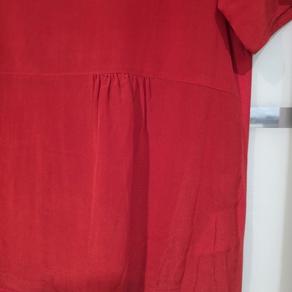 Weekend MaxMara Red Silk Peplum Short Sleeve T-Shirt - Picture 9 of 16